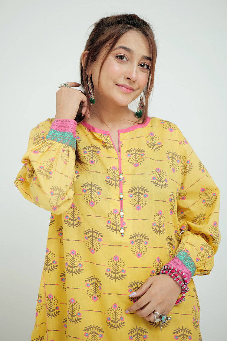 Picture of Senorita - LAC-02692 | Yellow & Multicolor | Casual 2 Piece Suit  | Cotton Lawn Printed - Available at Raja Sahib