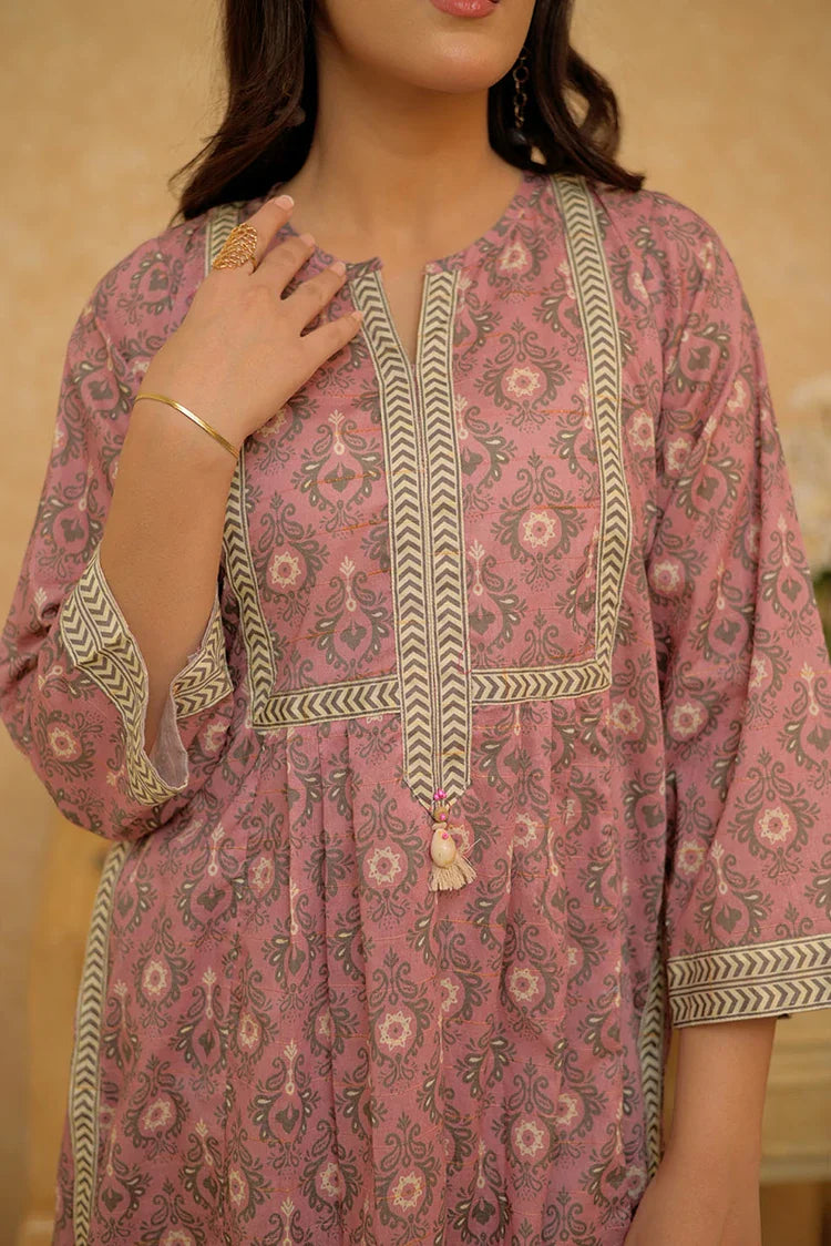Picture of LAC-02834 | Tea Pink & Multicolor | Casual 2 Piece Suit | Cotton Dobby Print - Available at Raja Sahib