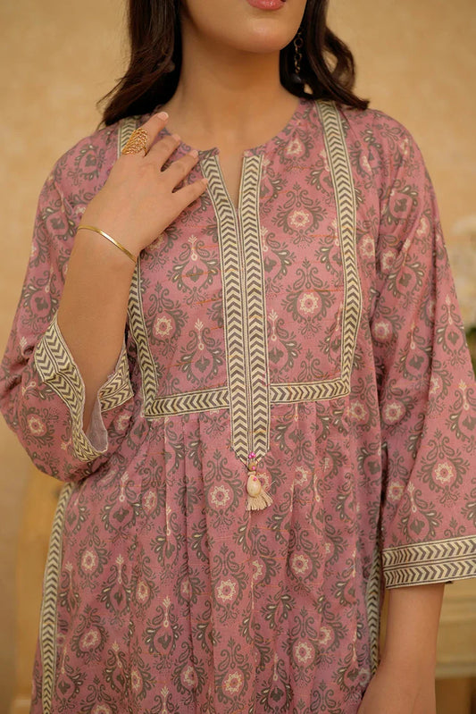 Picture of LAC-02834 | Tea Pink & Multicolor | Casual 2 Piece Suit | Cotton Dobby Print - Available at Raja Sahib