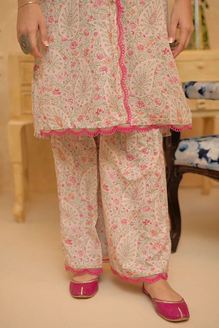 Picture of LAC-02936 | Light Peach & Multicolor | Casual 2 Piece Suit | Polyester Lawn Printed - Available at Raja Sahib