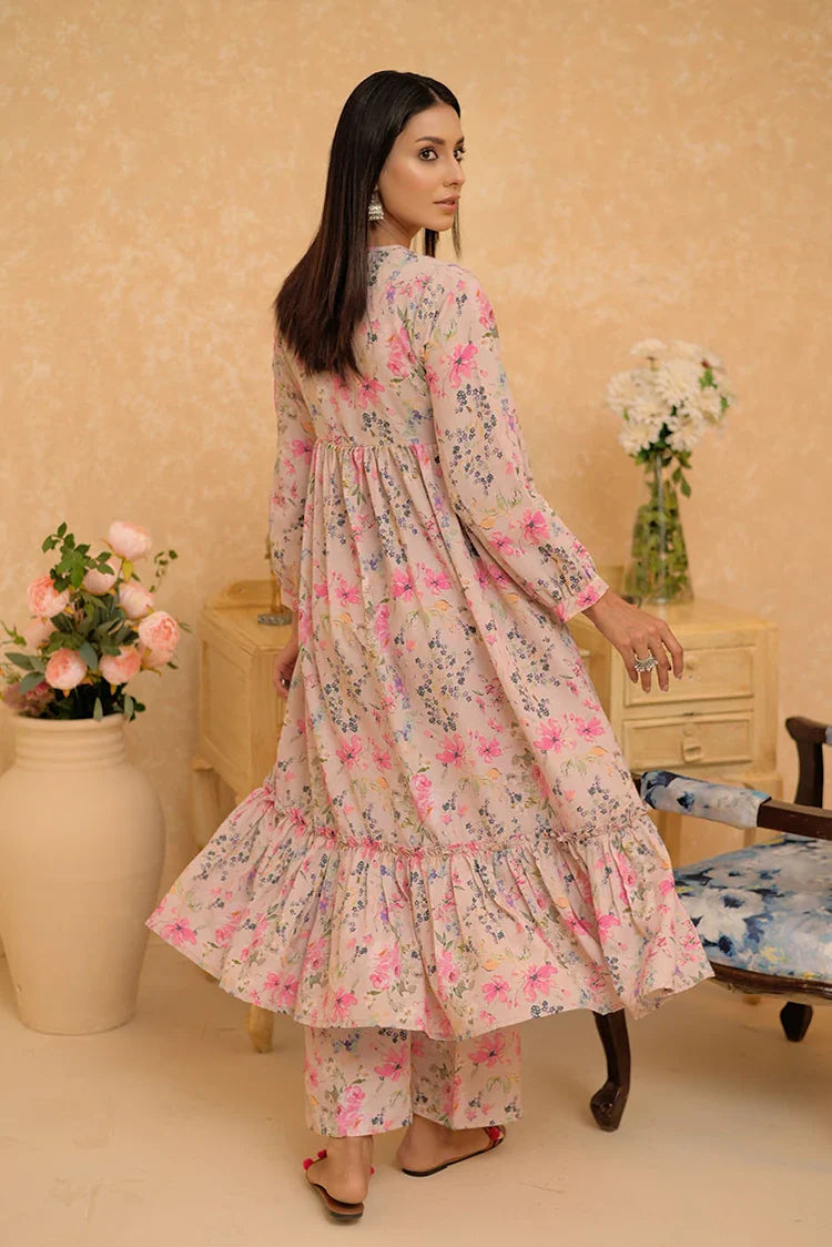 Picture of LAC-02960 | Fawn & Multicolor | Casual 2 Piece Suit | Polyester Swiss Lawn - Available at Raja Sahib
