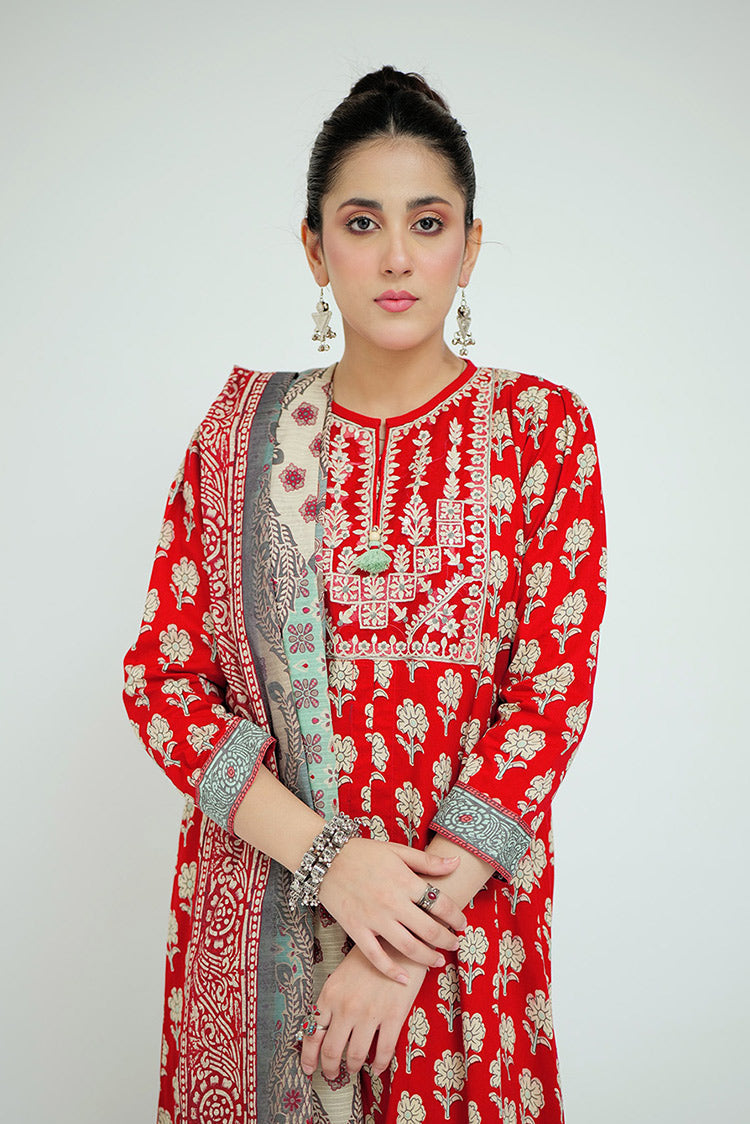 Picture of Senorita - LAD-02686 | Red & Multicolor | Casual 3 Piece Suit | Cotton Lawn Printed - Available at Raja Sahib