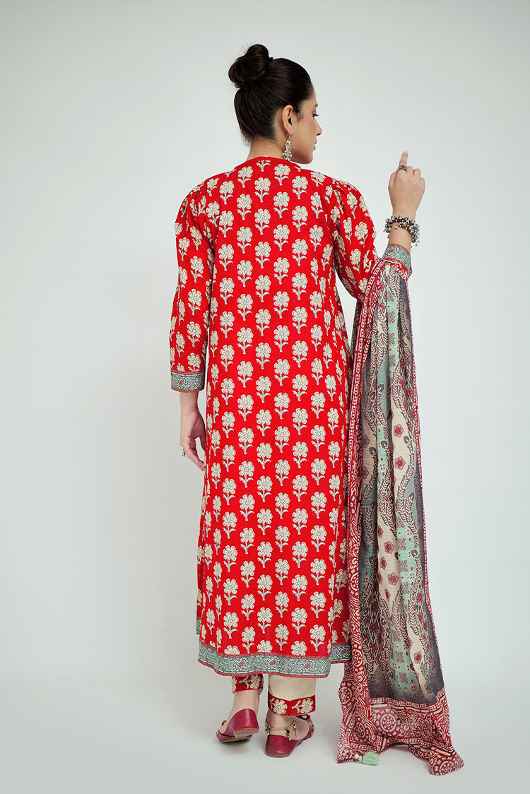 Picture of Senorita - LAD-02686 | Red & Multicolor | Casual 3 Piece Suit | Cotton Lawn Printed - Available at Raja Sahib