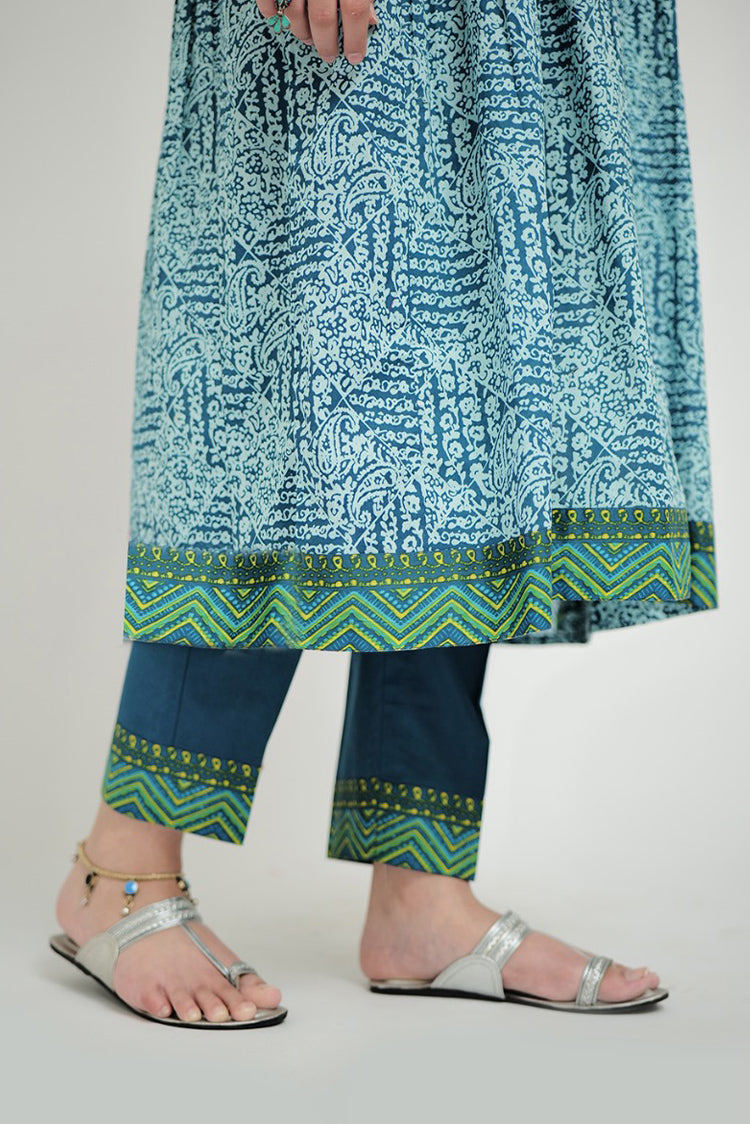 Picture of Senorita - LAD-02687 | Turquoise Blue & Multicolor | Casual 3 Piece Suit | Cotton Lawn Printed - Available at Raja Sahib