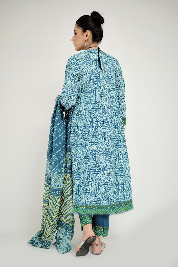 Picture of Senorita - LAD-02687 | Turquoise Blue & Multicolor | Casual 3 Piece Suit | Cotton Lawn Printed - Available at Raja Sahib