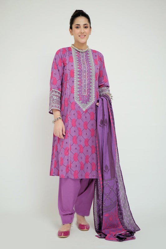Picture of Senorita - LAD-02705 | Purple & Multicolor | Casual 3 Piece Suit | Cotton Lawn Printed - Available at Raja Sahib