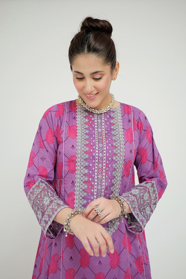 Picture of Senorita - LAD-02705 | Purple & Multicolor | Casual 3 Piece Suit | Cotton Lawn Printed - Available at Raja Sahib
