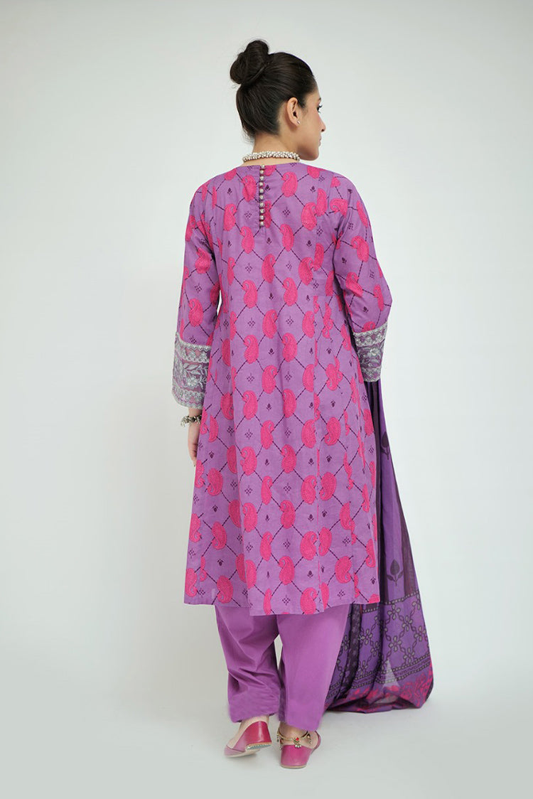 Picture of Senorita - LAD-02705 | Purple & Multicolor | Casual 3 Piece Suit | Cotton Lawn Printed - Available at Raja Sahib