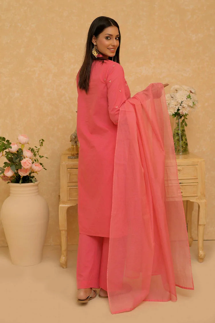 Picture of LAD-02798 | Dark Peach | Casual 3 Piece Suit | Cotton Dobby Self - Available at Raja Sahib