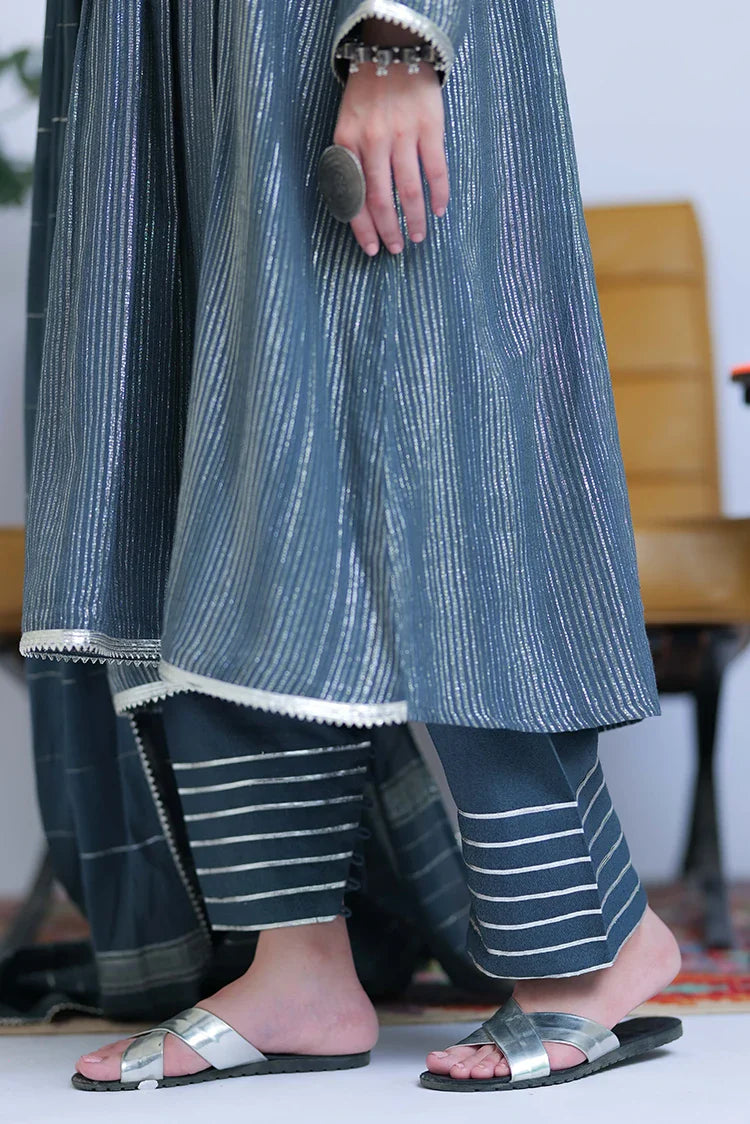 Picture of LAD-02833 | Grey & Silver | Casual 3 Piece Suit | Karandi Fabric Dobby Jacquard - Available at Raja Sahib