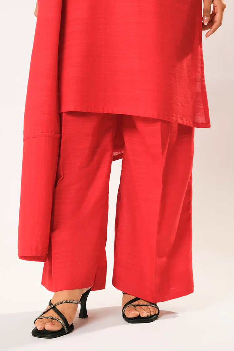 Picture of Women winter clothes | Red | Casual 3 Piece Suit | Cotton Khaddar Plain | LAD-03203 - Available at Raja Sahib