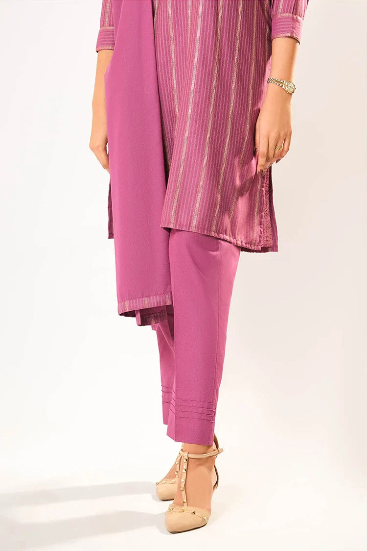 Picture of Women winter clothes | S.Pink & Gold | Casual 3 Piece Suit | Cotton Karandi Dobby | LAD-03211 - Available at Raja Sahib