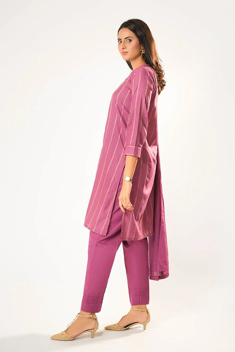 Picture of Women winter clothes | S.Pink & Gold | Casual 3 Piece Suit | Cotton Karandi Dobby | LAD-03211 - Available at Raja Sahib