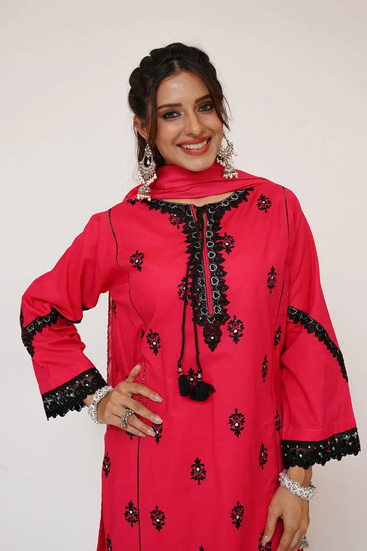 Picture of Senorita - Women Casual Dress - Casual 3 Piece Suit - Cotton Plain Embroidery - LAD-03417 - Available at Raja Sahib