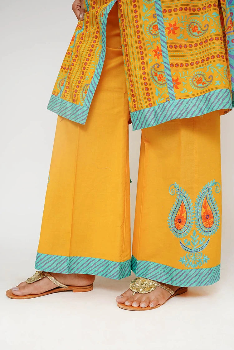 Picture of Senorita - Women Eid Dress - Mustard & Multicolor - Casual 3 Piece Suit - LAD-03435 - Available at Raja Sahib