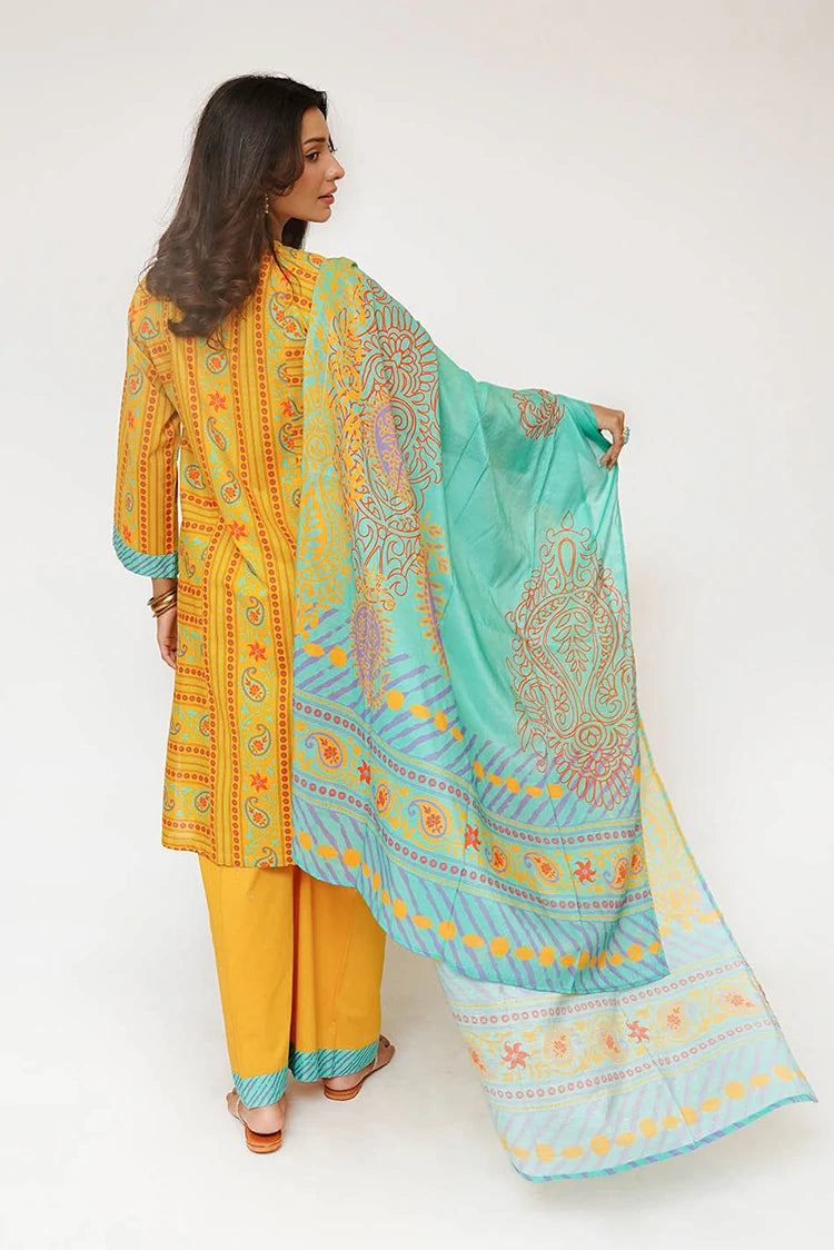 Picture of Senorita - Women Eid Dress - Mustard & Multicolor - Casual 3 Piece Suit - LAD-03435 - Available at Raja Sahib