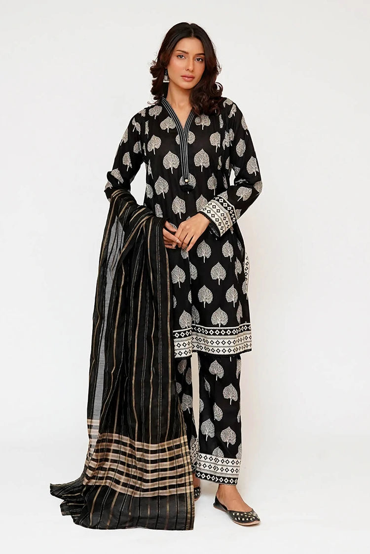 Picture of Senorita - Women Eid Dress - Black & Fawn - Casual 3 Piece Suit - LAD-03464 - Available at Raja Sahib