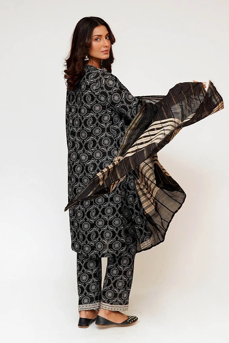Picture of Senorita - Women Eid Dress - Black & Fawn - Casual 3 Piece Suit - LAD-03487 - Available at Raja Sahib