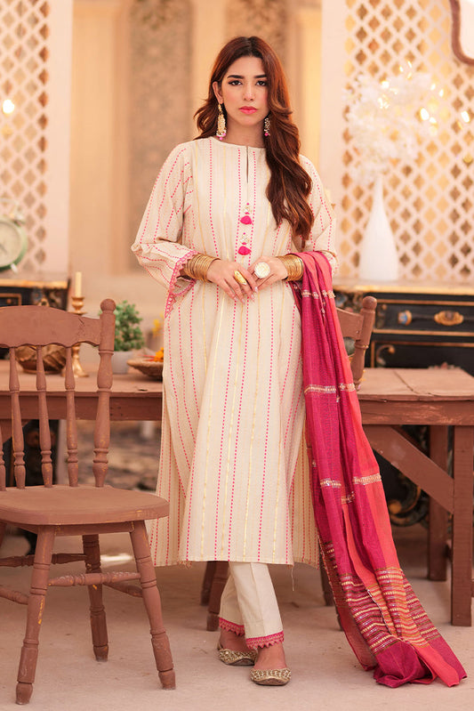 Picture of Senorita - LBD-02341 | Fawn & pink | Casual 3 Piece Suit  | Cotton Dobby - Available at Raja Sahib