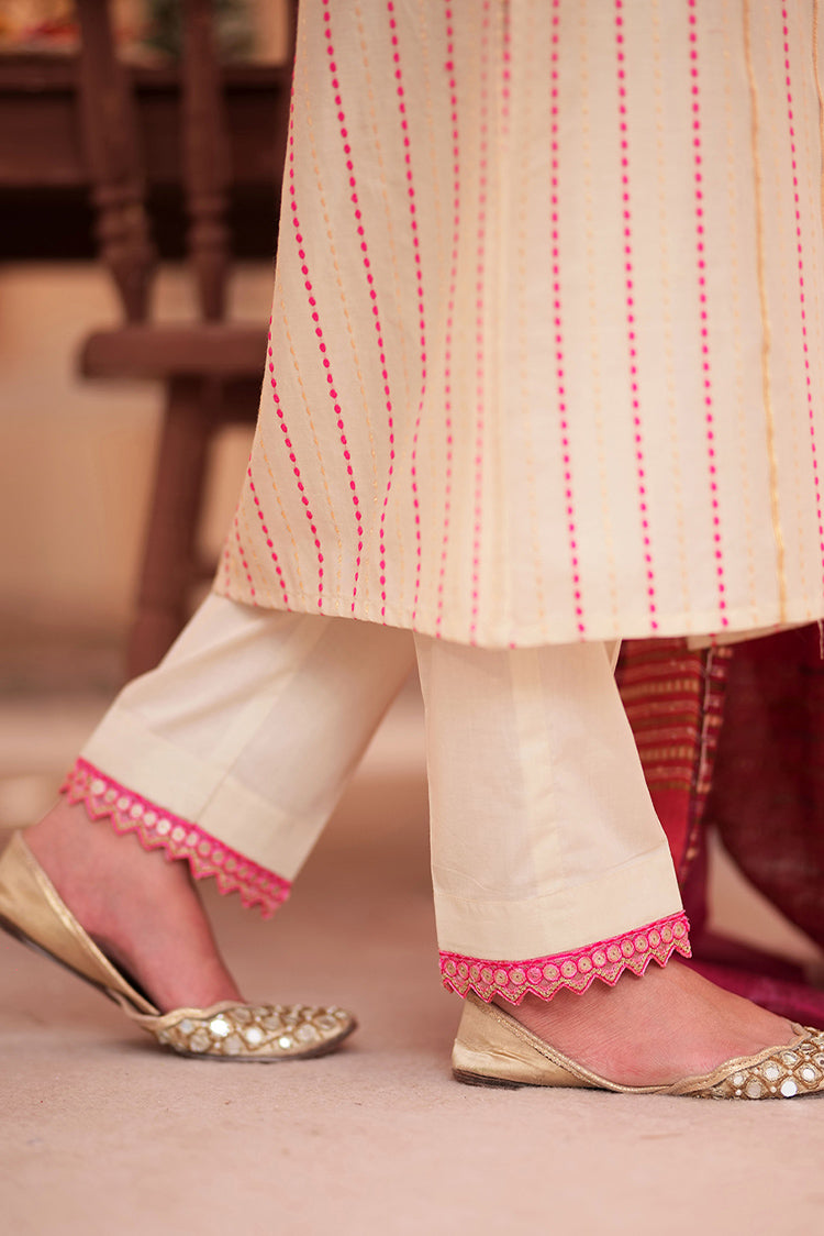 Picture of Senorita - LBD-02341 | Fawn & pink | Casual 3 Piece Suit  | Cotton Dobby - Available at Raja Sahib