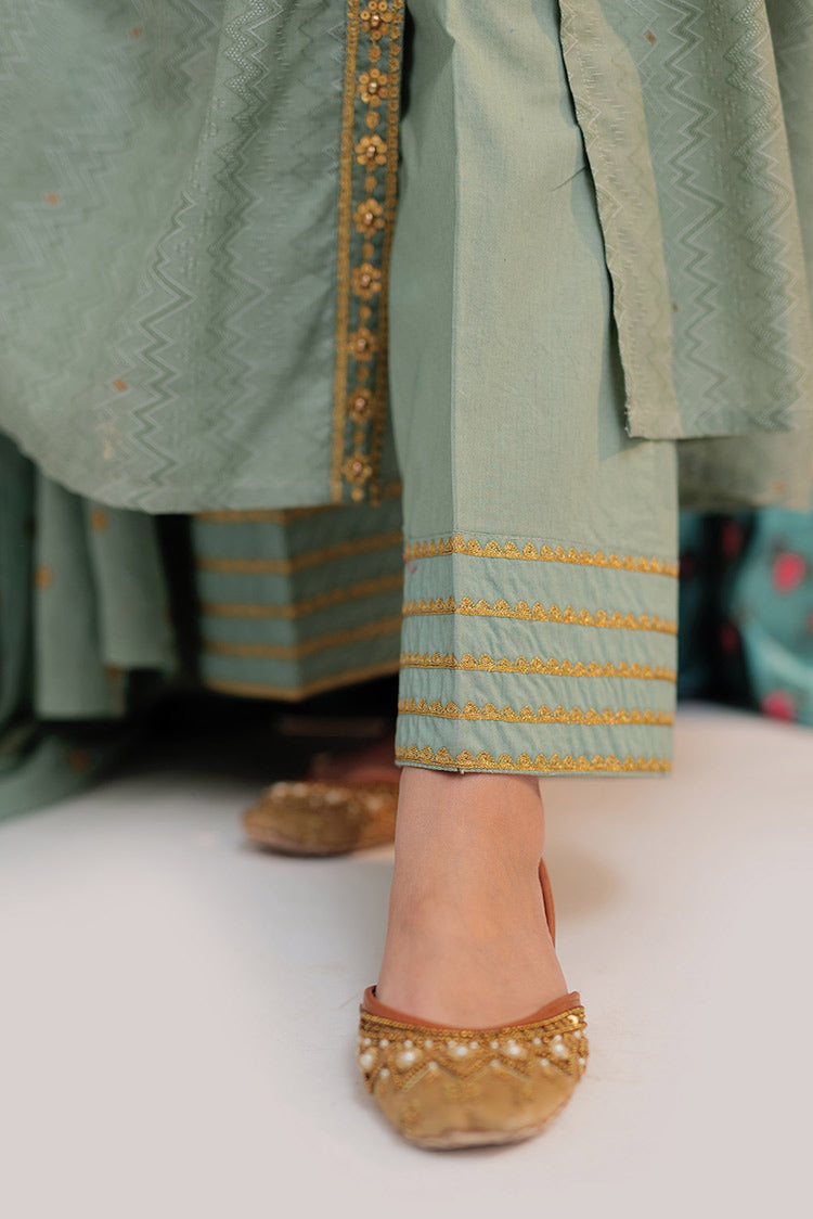 Picture of Senorita - LBD-02560 | Green & Gold | Casual plus 3 Piece Suit  | Cotton Yarn dyed Jacquard - Available at Raja Sahib