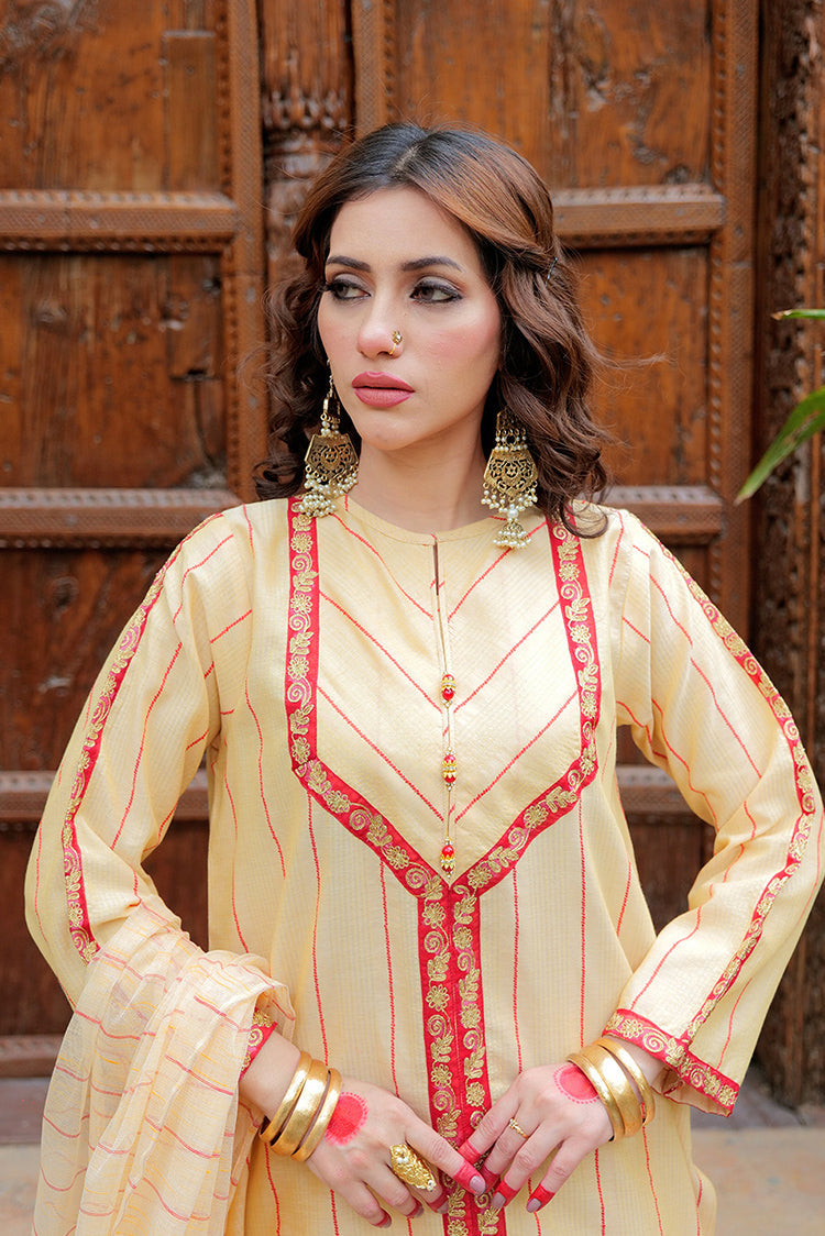Picture of Senorita - LBD-02587 | Fawn & Multicolor | Casual plus 3 Piece Suit | Cotton Jacquard Dobby - Available at Raja Sahib