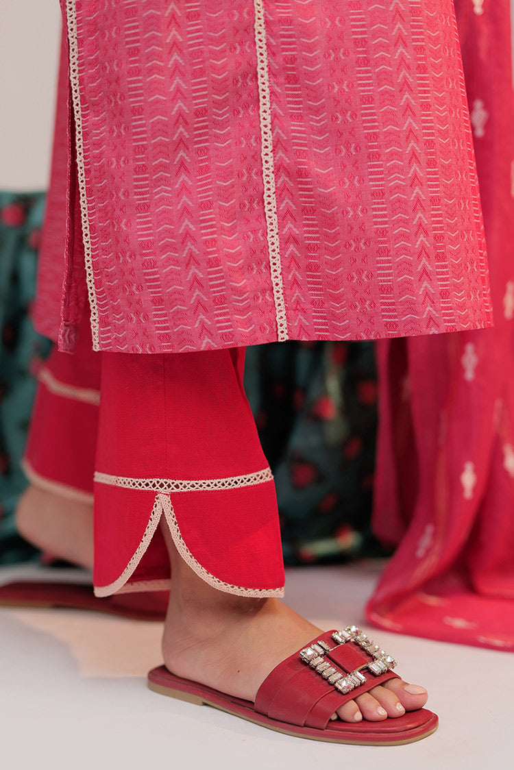 Picture of Senorita - LBD-02607 | Red | Casual plus 3 Piece Suit | Cotton Jacquard - Available at Raja Sahib