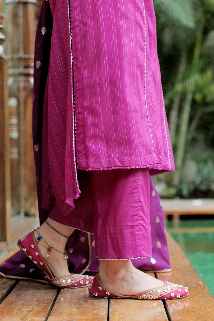 Picture of Senorita - LBD-02609 | Magenta & Gold | Casual plus 3 Piece Suit | Cotton Dobby Jacquard - Available at Raja Sahib