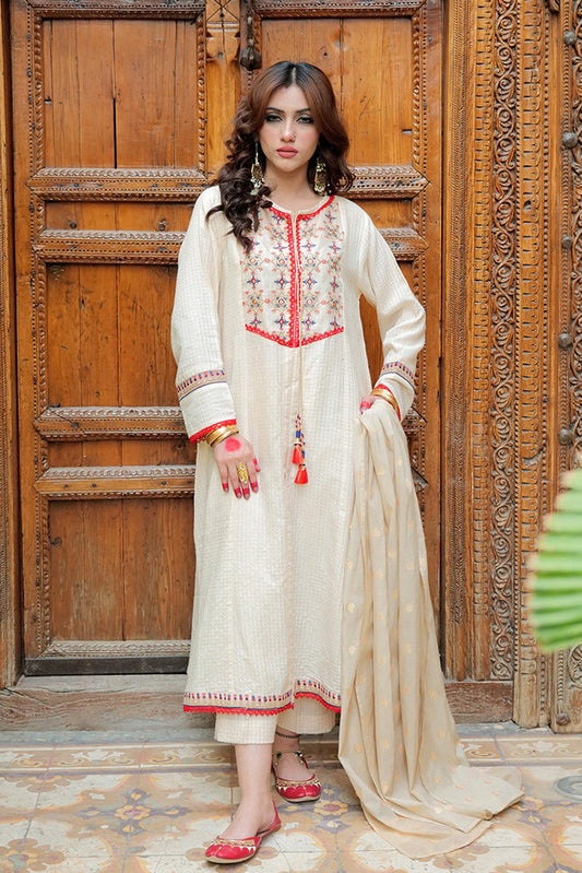 Picture of Senorita - LBD-02621 | Fawn & Gold | Casual plus 3 Piece Suit | Cotton Jacquard Dobby - Available at Raja Sahib
