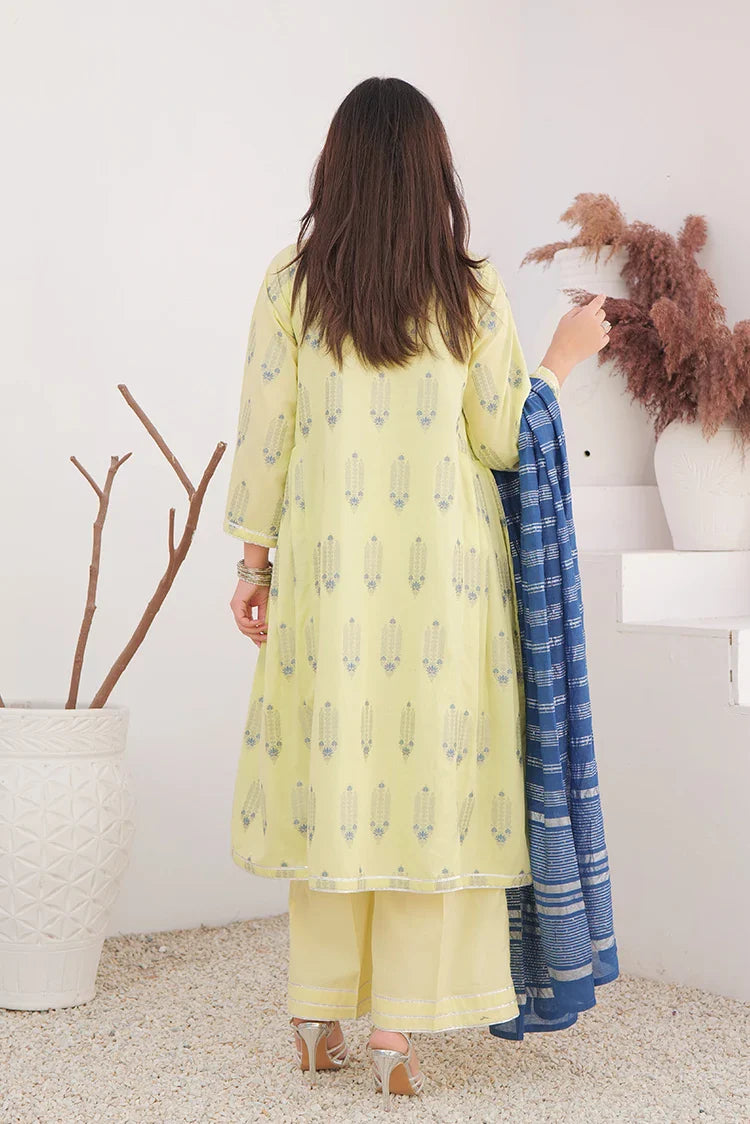 Picture of LBD-02905 | Perrot Green & Multicolor | Casual Plus 3 Piece Suit | Cotton Jacquard - Available at Raja Sahib