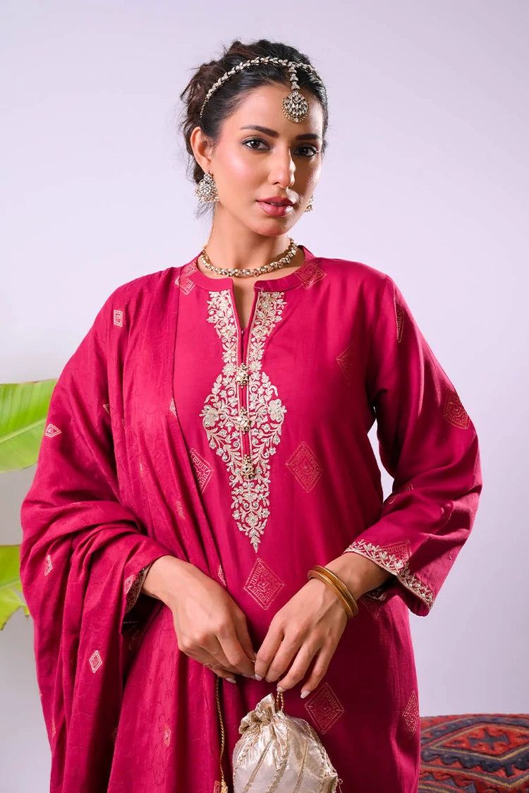 Senorita - Women Eid Dress - Maroon & Gold