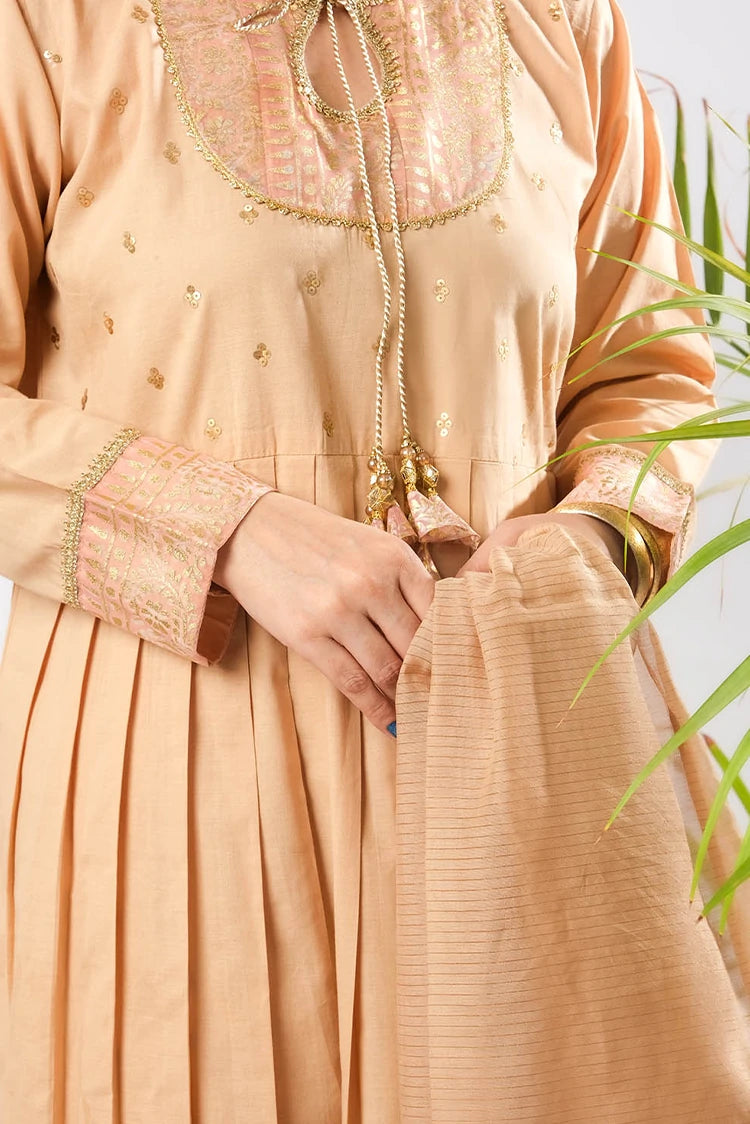 Picture of Senorita - Women Eid Dress - Fawn & Gold - Casual Plus 3 Piece Suit - LBD-03393 - Available at Raja Sahib