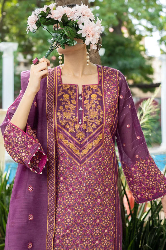 Tasneem Shamim - Hand Embellished Metallique Organza - Royal