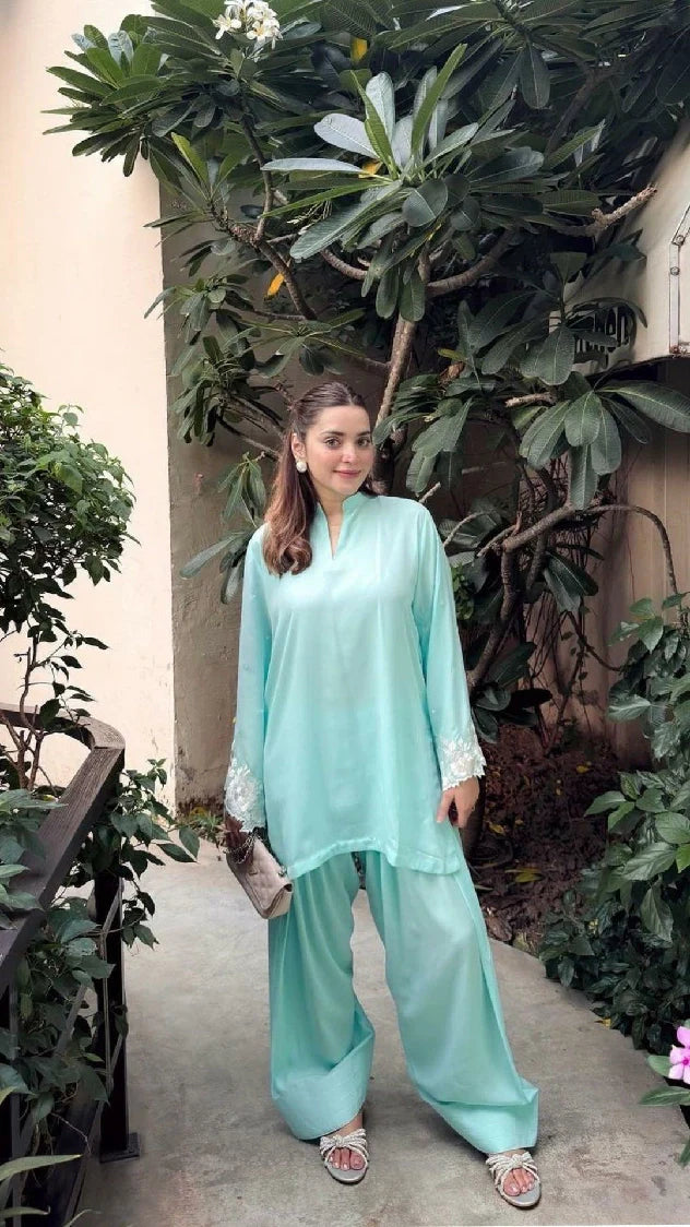 Picture of Manahils - Aqua Embroidered Set - Available at Raja Sahib