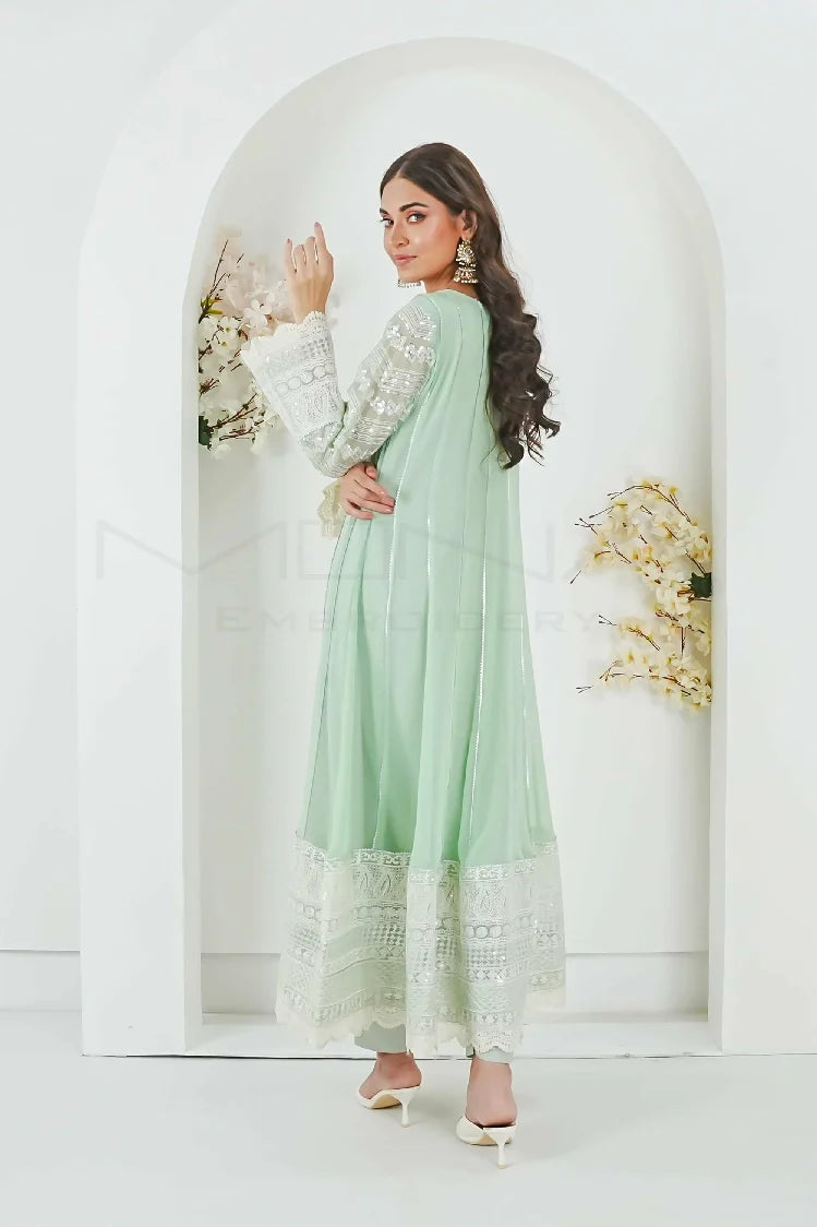 Picture of Manahils - Kurti 121-Crimson Glow- Mint Green - Available at Raja Sahib