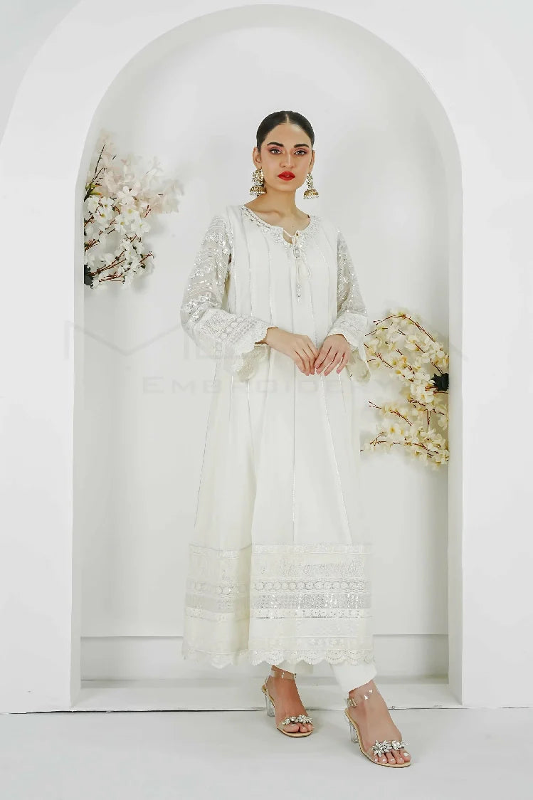Picture of Manahils - Kurti 121-Crimson Glow- Off White - Available at Raja Sahib