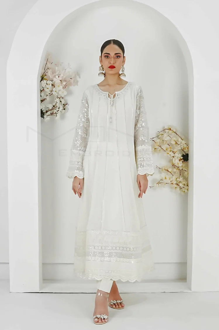 Picture of Manahils - Kurti 121-Crimson Glow- Off White - Available at Raja Sahib