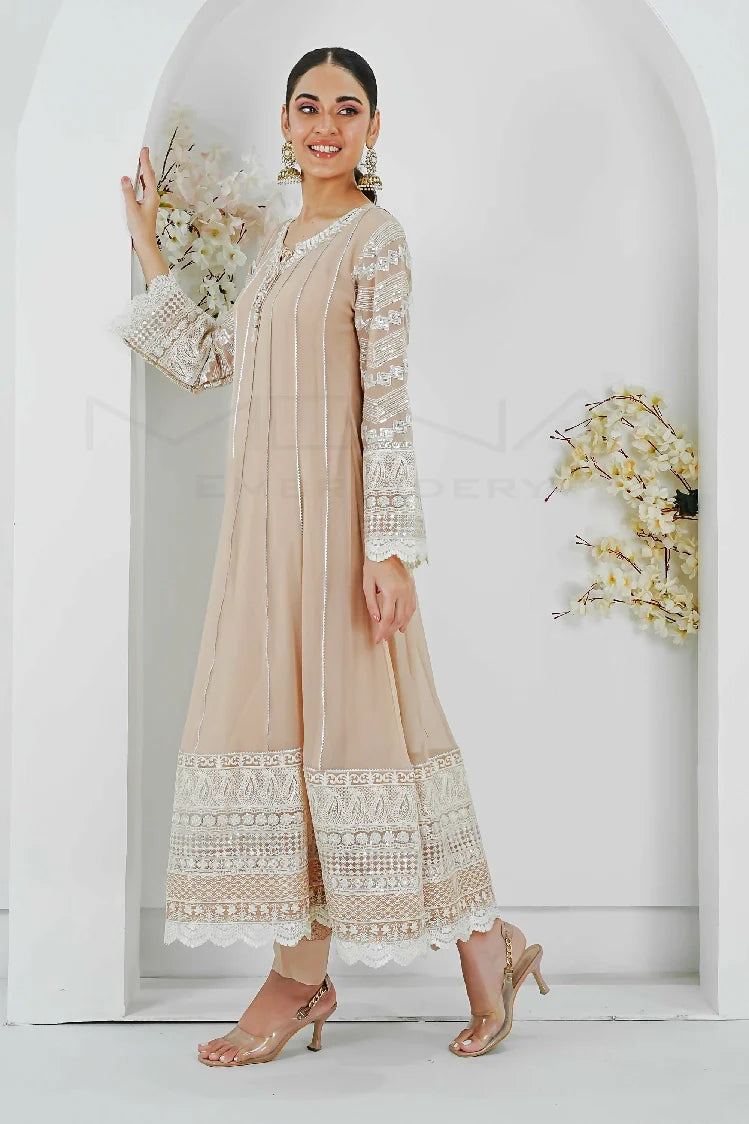 Picture of Manahils - Kurti 121-Crimson Glow- Peach - Available at Raja Sahib