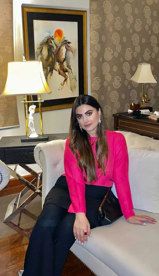 Picture of Manahils - Black & Pink Co-Ord Set - Available at Raja Sahib