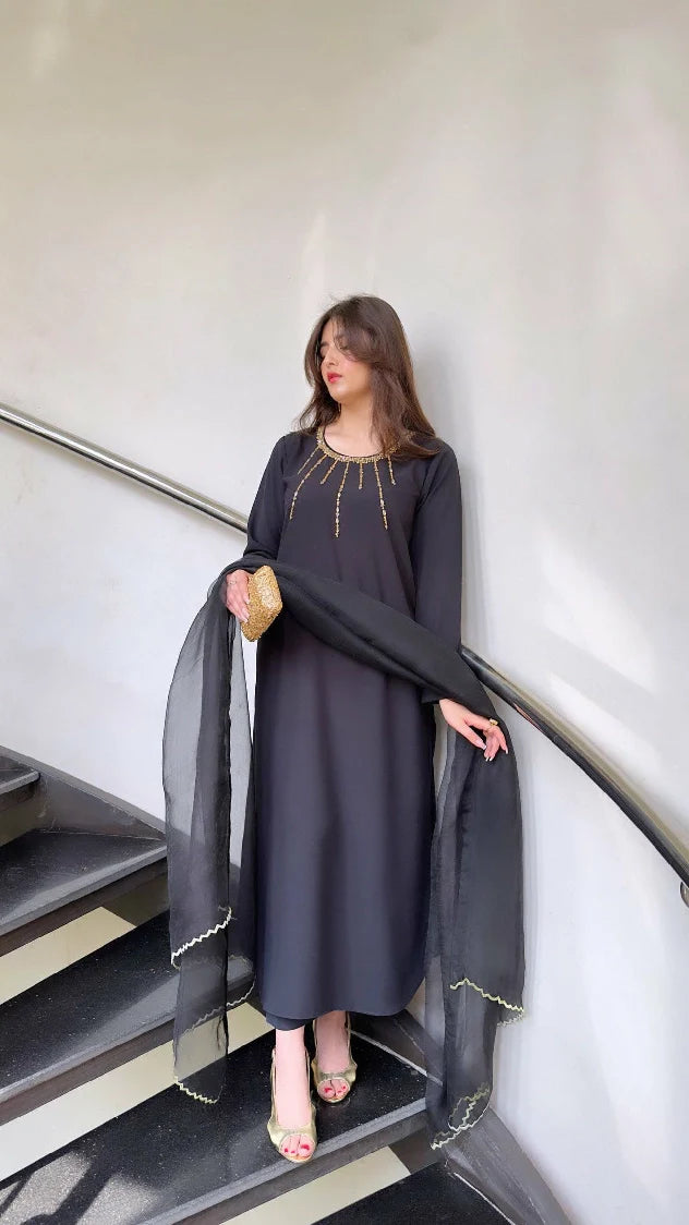 Picture of Manahils - Black Embellished Swarovski - Available at Raja Sahib