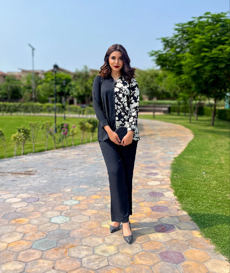 Picture of Manahils - Black Floral Set - Available at Raja Sahib