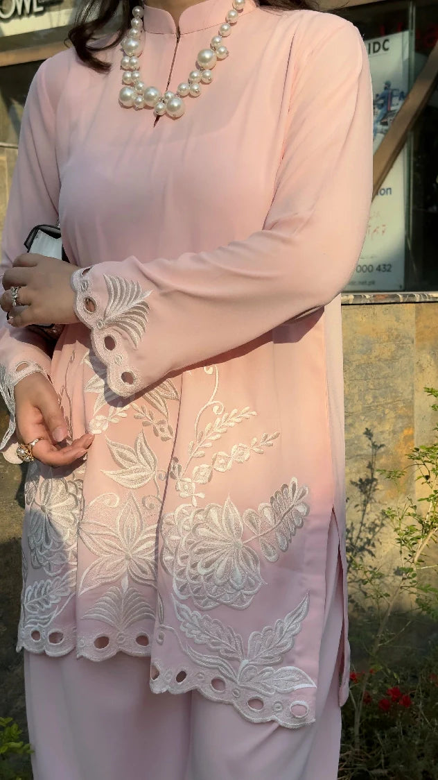 Picture of Manahils - Pastel Pink Embroidered - Available at Raja Sahib