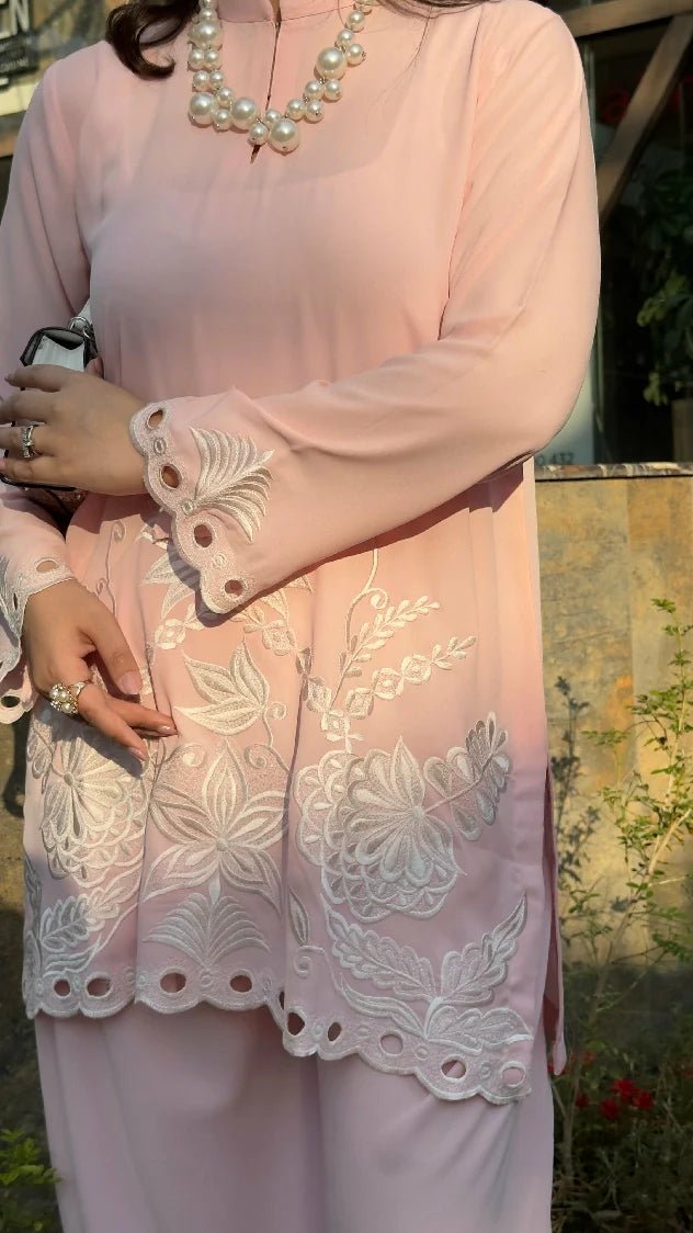 Picture of Manahils - Pastel Pink Embroidered - Available at Raja Sahib