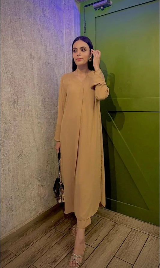 Picture of Manahils - V Neck Pleated Two Pc - Available at Raja Sahib