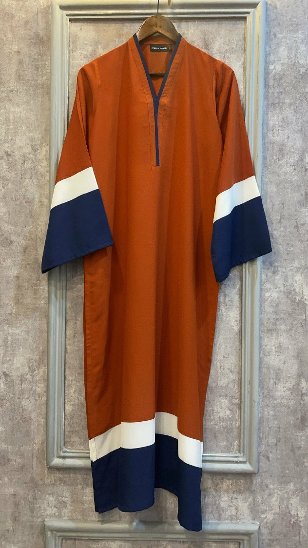 Picture of Manahils - Rust Shirt - Available at Raja Sahib