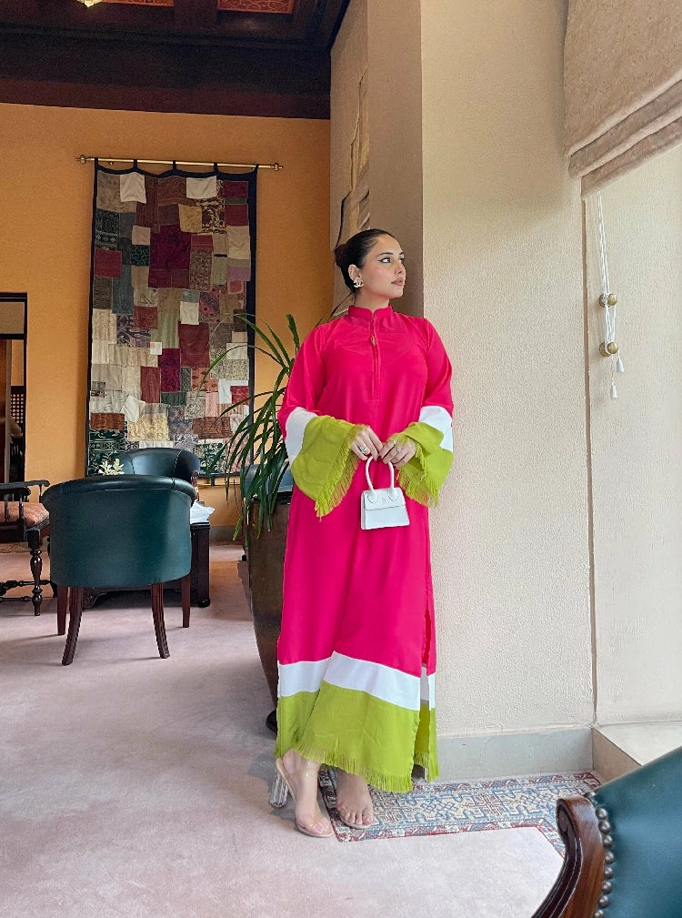 Picture of Manahils - Pink Pop Fringes - Available at Raja Sahib