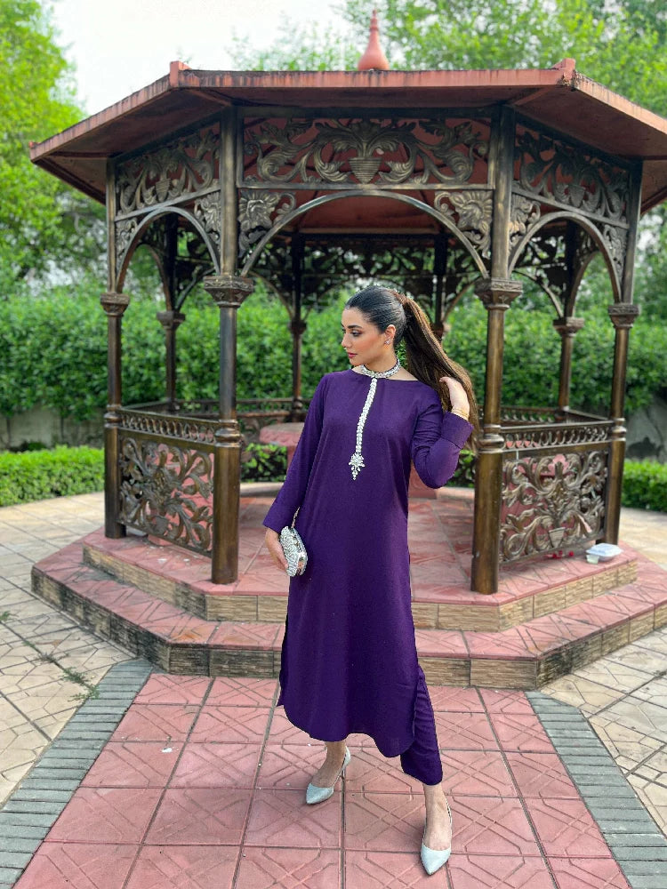 Picture of Manahils - Purple Embellished Stone - Available at Raja Sahib