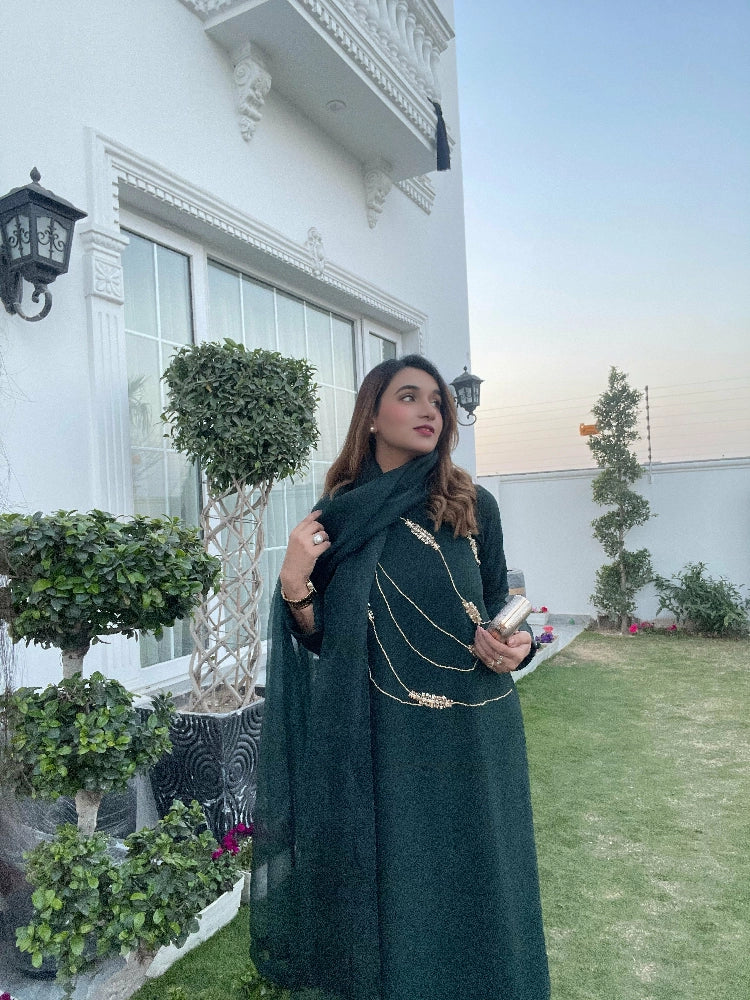 Picture of Manahils - Dark Green Embellished Swarovski - Available at Raja Sahib