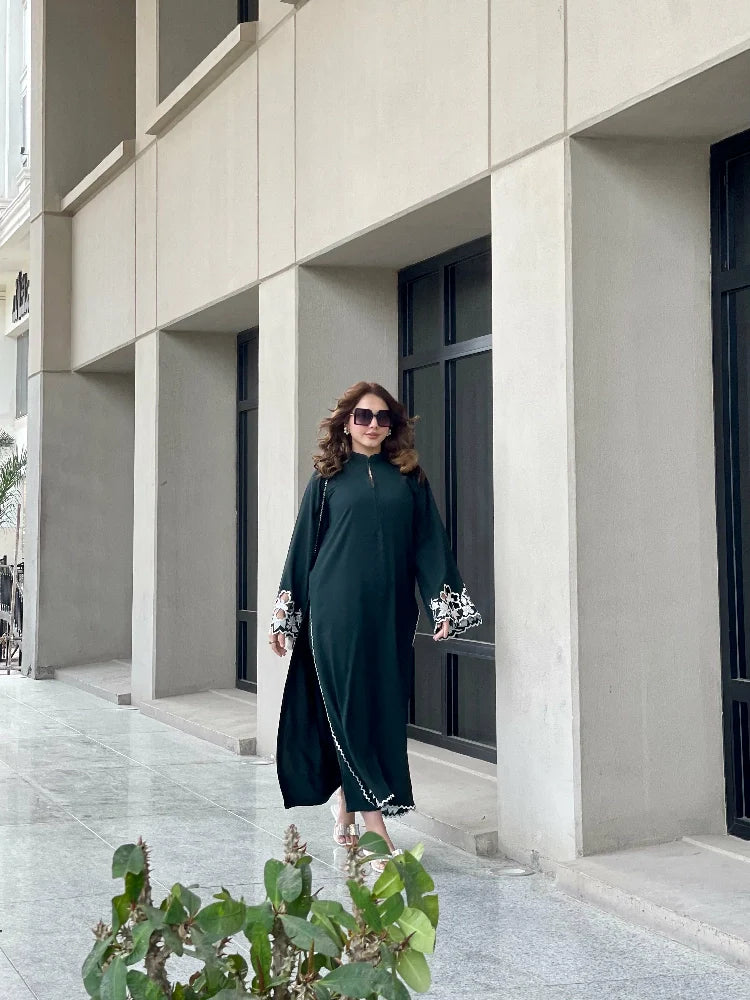 Picture of Manahils - Dark Green Embroidered Two Pc - Available at Raja Sahib