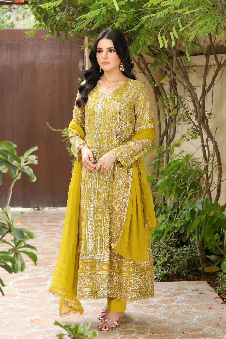 Picture of Manahils - Kurti 122-Divine- Mustard - Available at Raja Sahib
